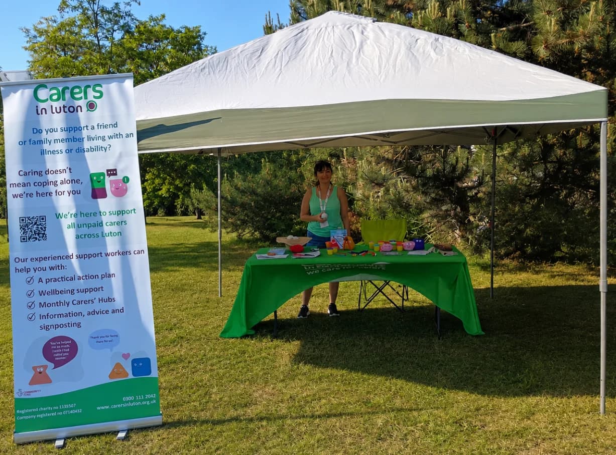 Carers in Luton team meeting members of the community at the Eid Stall — May 2026