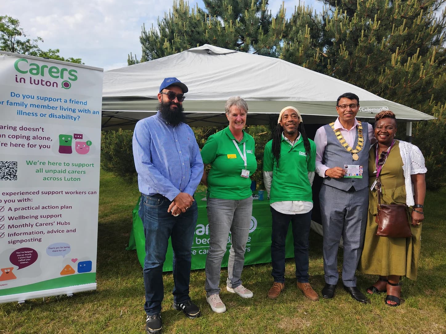 Carers in Luton staff with the Mayor of Luton at the Eid Stall — May 2026